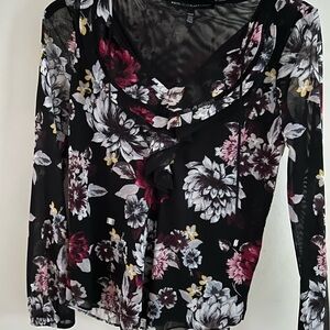 White House Black Market Sheer Black Blouse